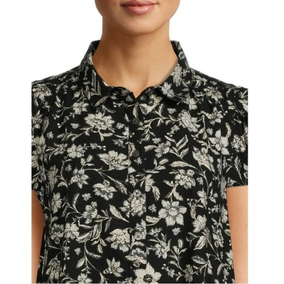 Time and Tru Flutter Sleeve Cotton Blend Dress - Picture 3 of 12